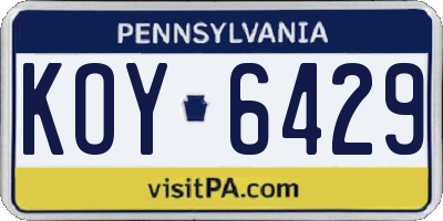 PA license plate KOY6429