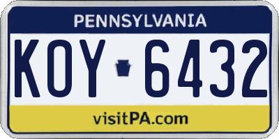 PA license plate KOY6432