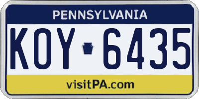 PA license plate KOY6435