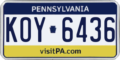 PA license plate KOY6436