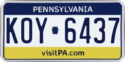 PA license plate KOY6437