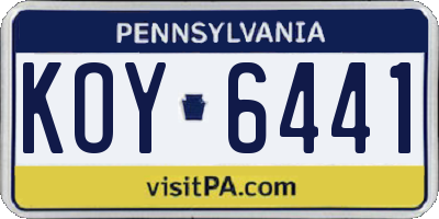 PA license plate KOY6441