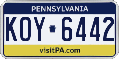 PA license plate KOY6442