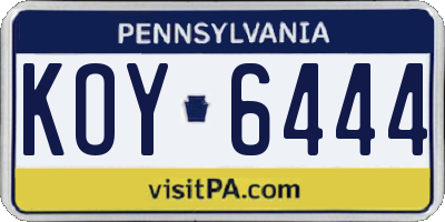 PA license plate KOY6444