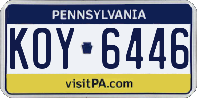 PA license plate KOY6446