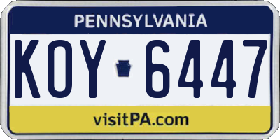 PA license plate KOY6447