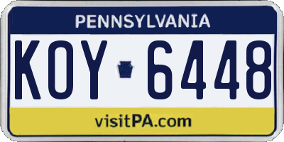 PA license plate KOY6448