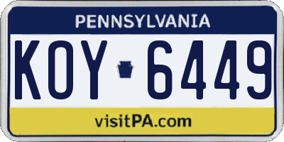 PA license plate KOY6449