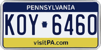 PA license plate KOY6460