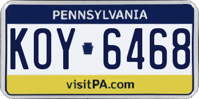 PA license plate KOY6468