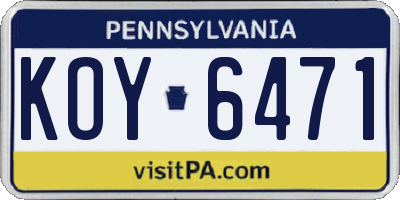 PA license plate KOY6471