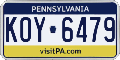 PA license plate KOY6479