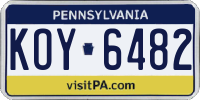 PA license plate KOY6482
