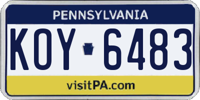 PA license plate KOY6483