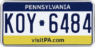 PA license plate KOY6484