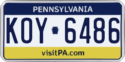 PA license plate KOY6486