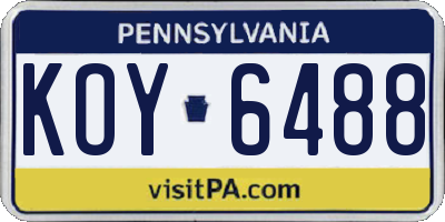 PA license plate KOY6488