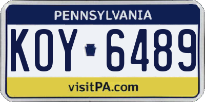 PA license plate KOY6489