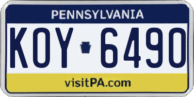 PA license plate KOY6490