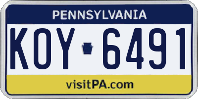 PA license plate KOY6491