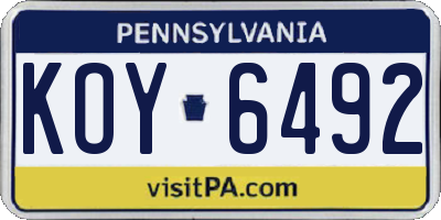 PA license plate KOY6492