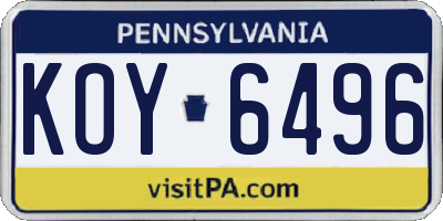PA license plate KOY6496