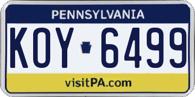 PA license plate KOY6499