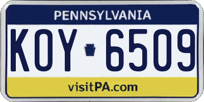 PA license plate KOY6509