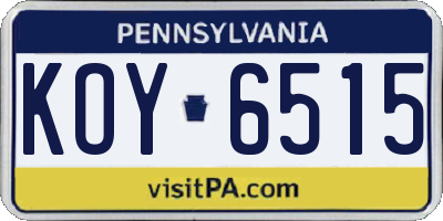 PA license plate KOY6515
