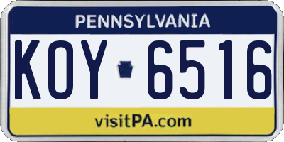 PA license plate KOY6516