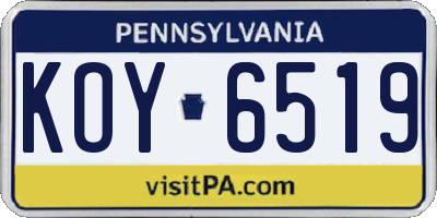 PA license plate KOY6519