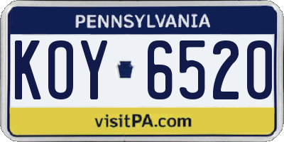 PA license plate KOY6520