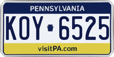 PA license plate KOY6525