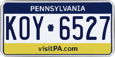PA license plate KOY6527