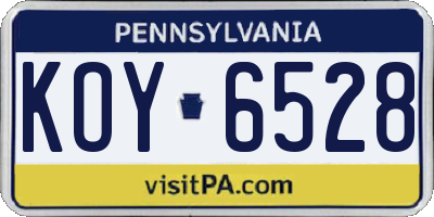 PA license plate KOY6528
