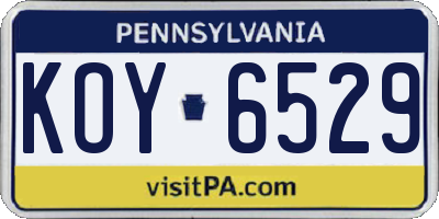 PA license plate KOY6529