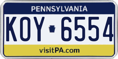 PA license plate KOY6554