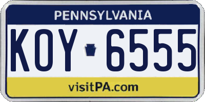 PA license plate KOY6555