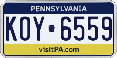 PA license plate KOY6559
