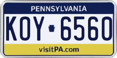 PA license plate KOY6560
