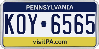 PA license plate KOY6565