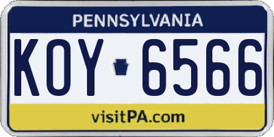 PA license plate KOY6566