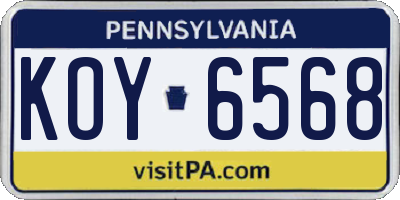 PA license plate KOY6568