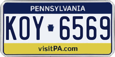 PA license plate KOY6569