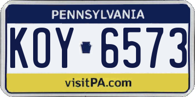 PA license plate KOY6573