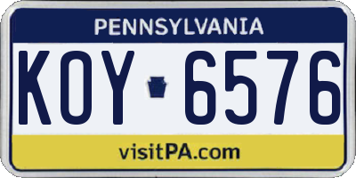 PA license plate KOY6576