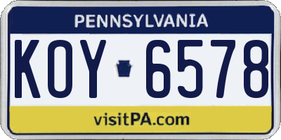 PA license plate KOY6578
