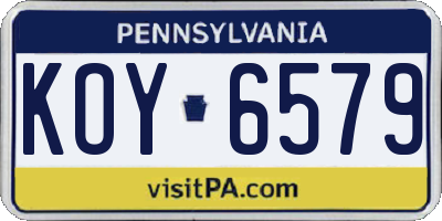 PA license plate KOY6579