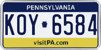 PA license plate KOY6584
