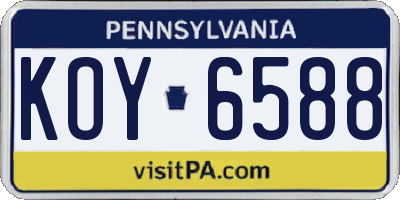 PA license plate KOY6588